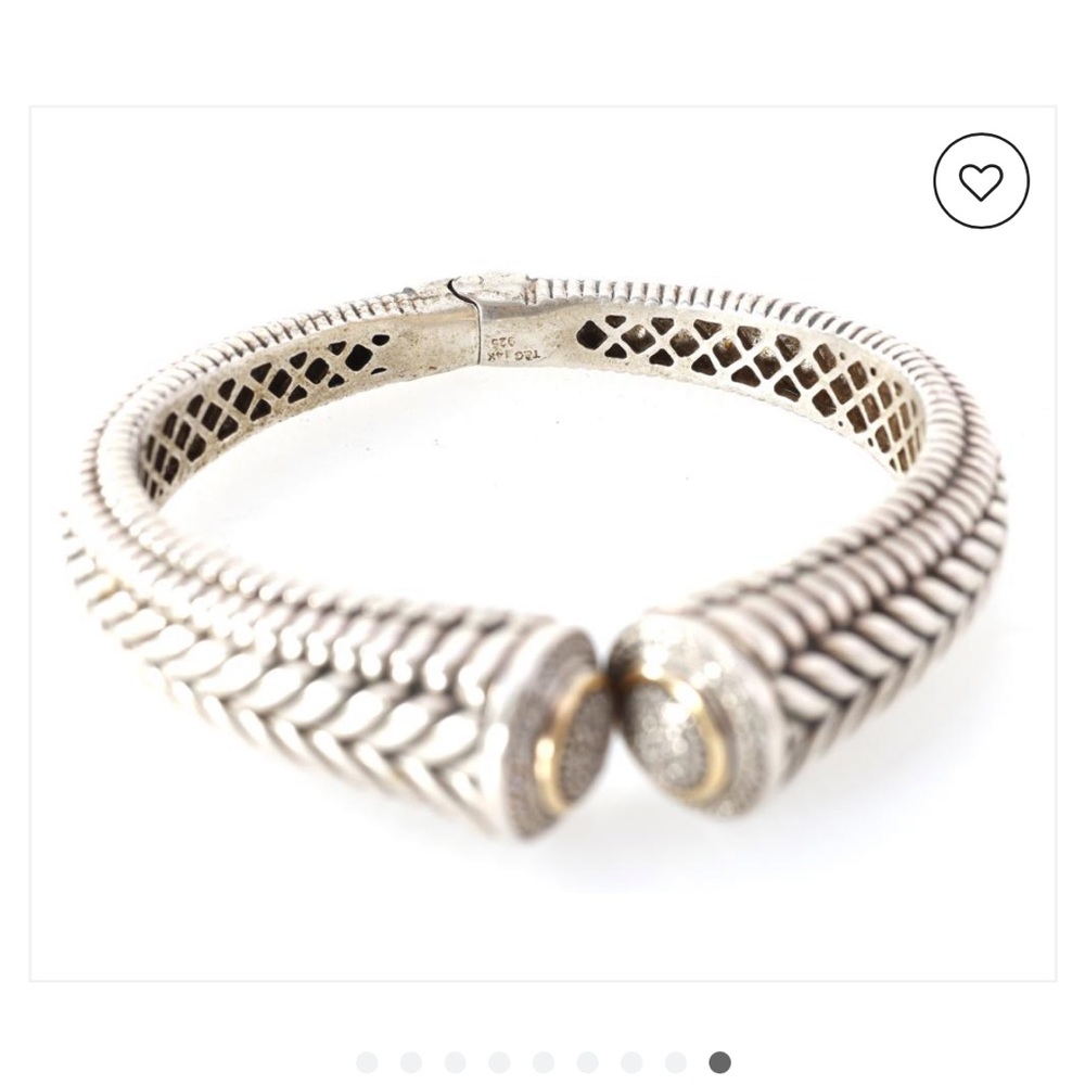 Town and country rare sterling silver, 14kt gold and diamond cuff bracelet. - Picture 7 of 10